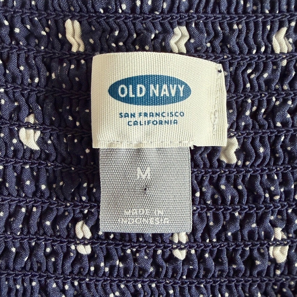 Old Navy Polka Dot Dress Womens Navy Blue Fit & Flare Sun Dress Size M - Picture 11 of 11